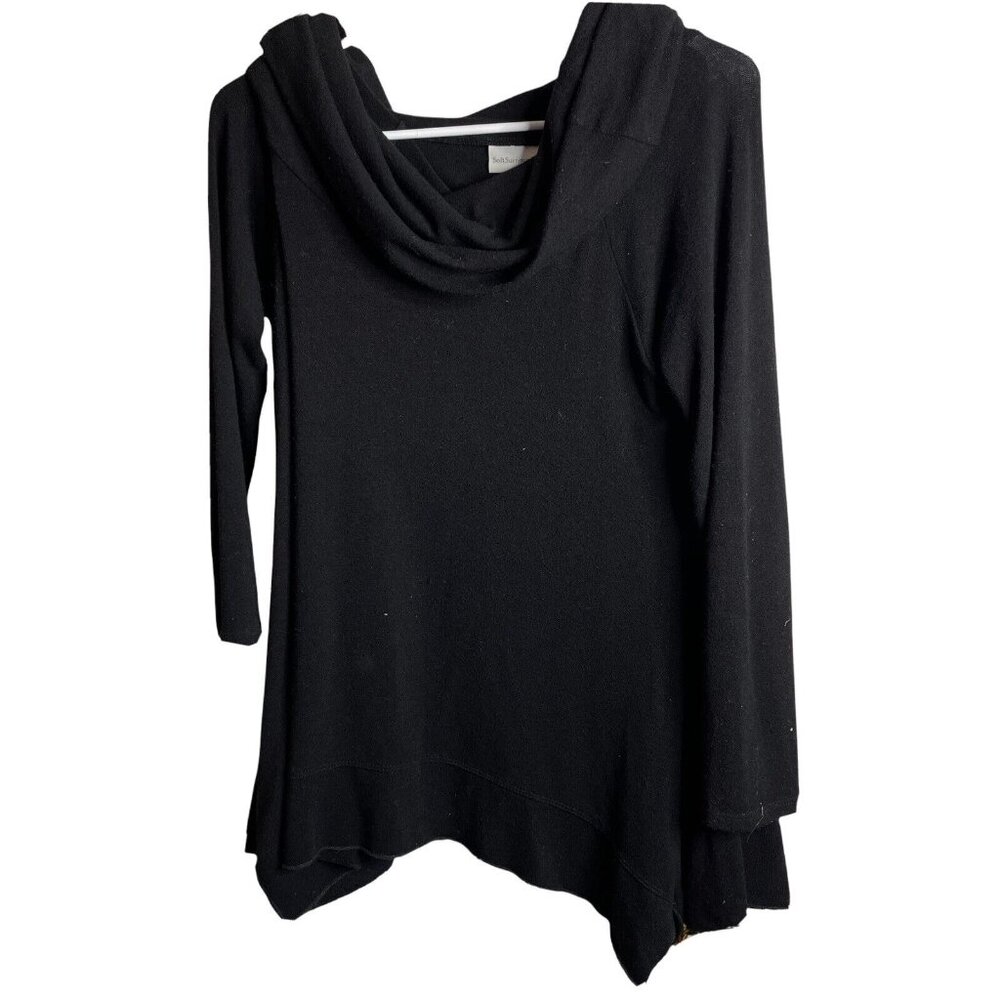 Soft Surroundings Sweater Womens M Petite Oversized Pullover Cowl Neck Black